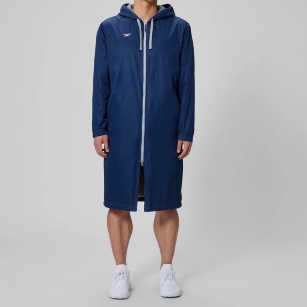 Speedo Team Parka Navy Blue Unisex Swim Deck Coat Fleece Lined Small